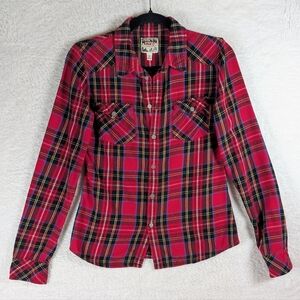 578-TNA Red and Black Plaid Shirt Fit (xS)